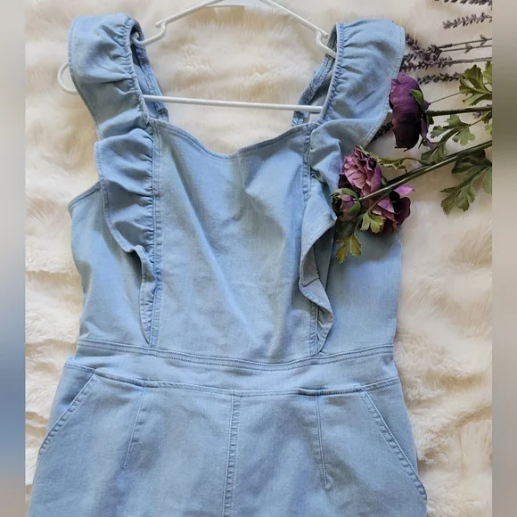 Fashion Nova Blue Ruffled Jumpsuit - Picture 6 of 10